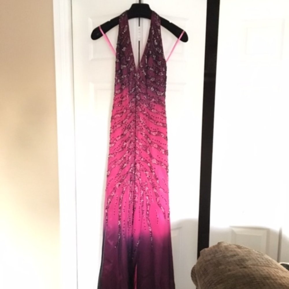 Formal sequence halter top dress